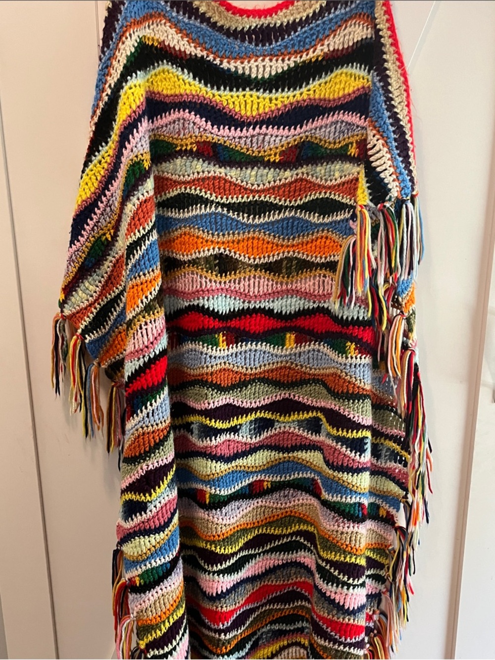 Multicolor Crochet Fringe Throw Blanket - Picture 1 of 5